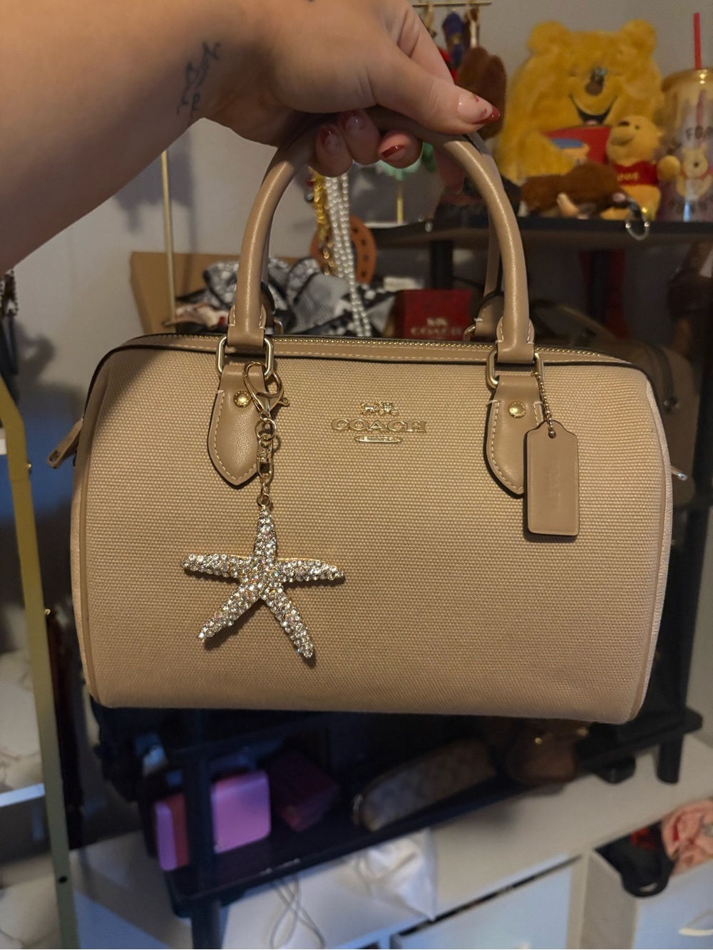 Coach color block canvas medium Rowan satchel bag